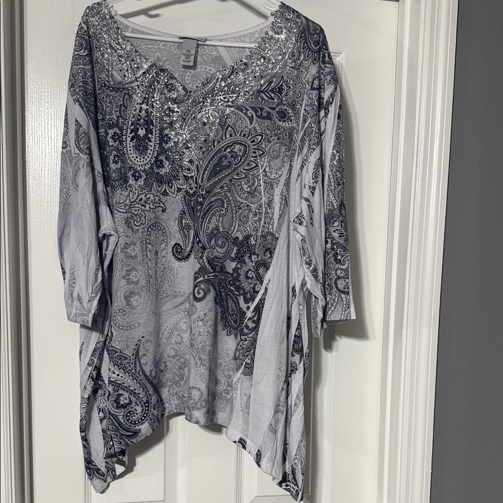 Catherines Black and White Paisley Tunic